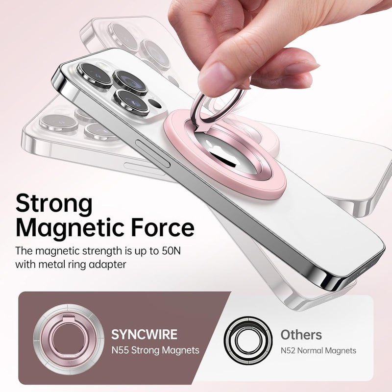 Syncwire Magnetic Phone Ring Holder for MagSafe, 360° Rotation Cell Phone Grip Stand Finger Ring Kickstand Two-Sided Magnet Compatible with iPhone 17 Pro Max 16 15 14 13 12 MagSafe Accessories - Image 4